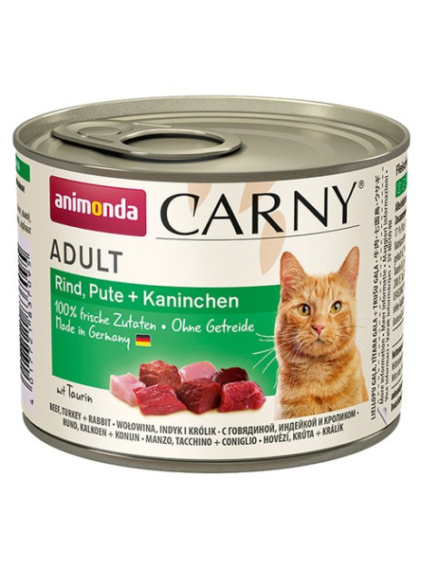 Animonda Carny Adult Wołowina, Indyk + Królik puszka 200g