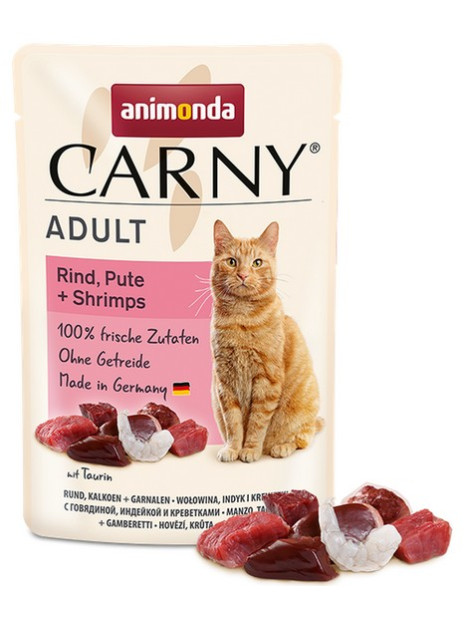 Animonda Carny Adult Wołowina, Indyk + Krewetki saszetka 85g