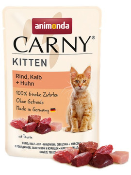 Animonda Carny Kitten Wołowina, Cielęcina + Kurczak saszetka 85g