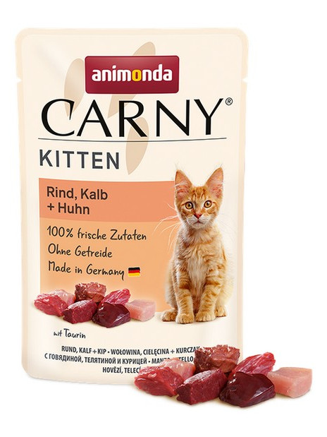 Animonda Carny Kitten Wołowina, Cielęcina + Kurczak saszetka 85g