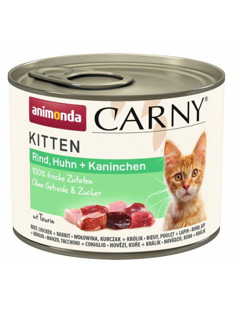 Animonda Carny Kitten Wołowina, Kurczak + Królik puszka 200g