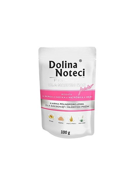Dolina Noteci Premium Pies Junior Serca indyka i wątróbka z gęsi saszetka 100g