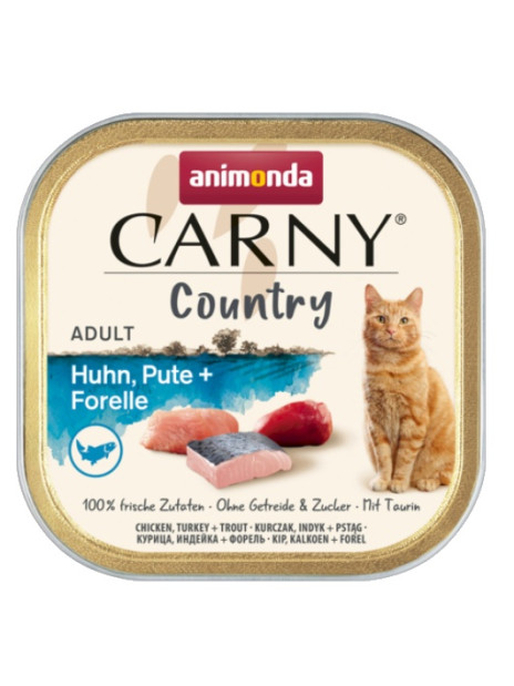 Animonda Carny Country Adult Kurczak, Indyk i Pstrąg tacka 100g