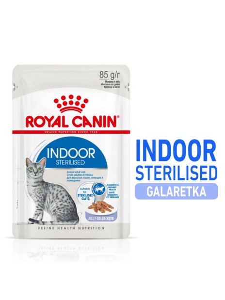 Royal Canin Indoor Sterilised Jelly karma mokra dla kotów dorosłych sterylizowanych, przebywających w domu saszetka 85g