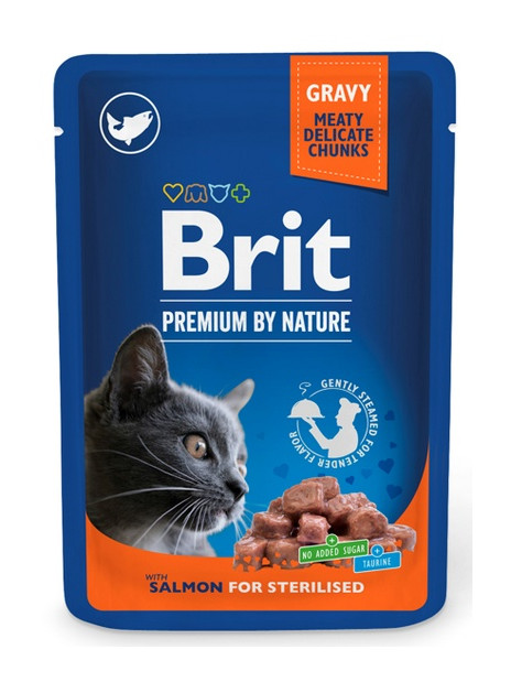 Brit Premium By Nature Cat Sterilised Salmon sos saszetka 100g