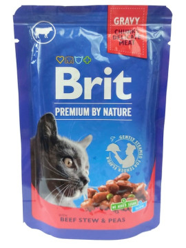 Brit Premium Cat Adult Wołowina + Groszek saszetka 100g