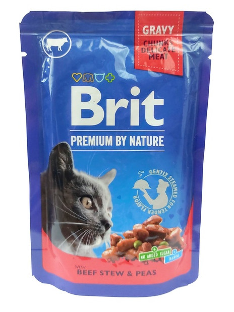 Brit Premium Cat Adult Wołowina + Groszek saszetka 100g