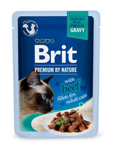 Brit Premium Cat Fillets with Beef sos saszetka 85g