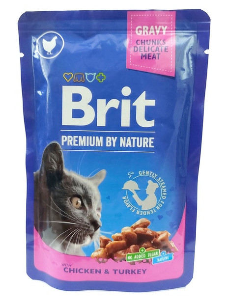 Brit Premium Cat Adult Kurczak + Indyk saszetka 100g