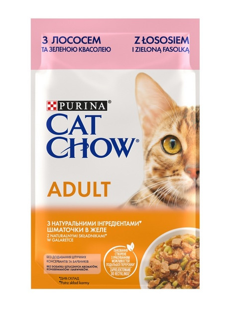 Purina Cat Chow Łosoś i zielona fasolka saszetka 85g