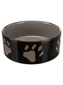 Trixie Miska ceramiczna czarna w szare łapki 1,4L/20cm [TX-24533]