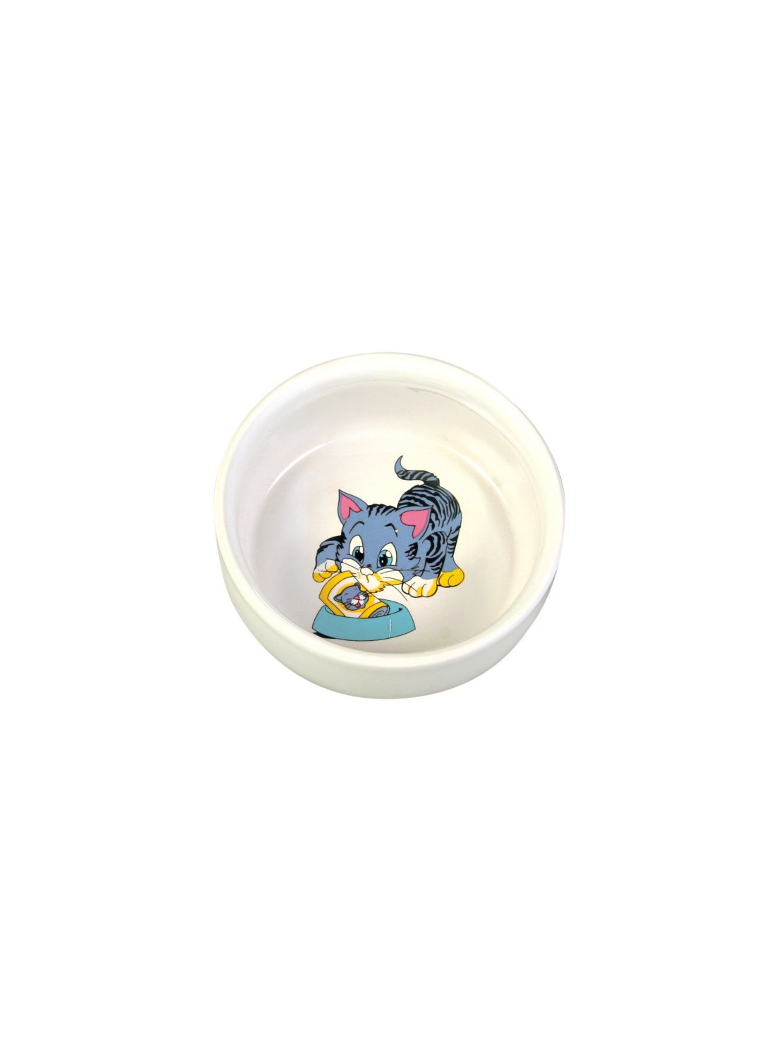 Trixie Miska ceramiczna biała z kotkiem 0,3L/11cm [4009]