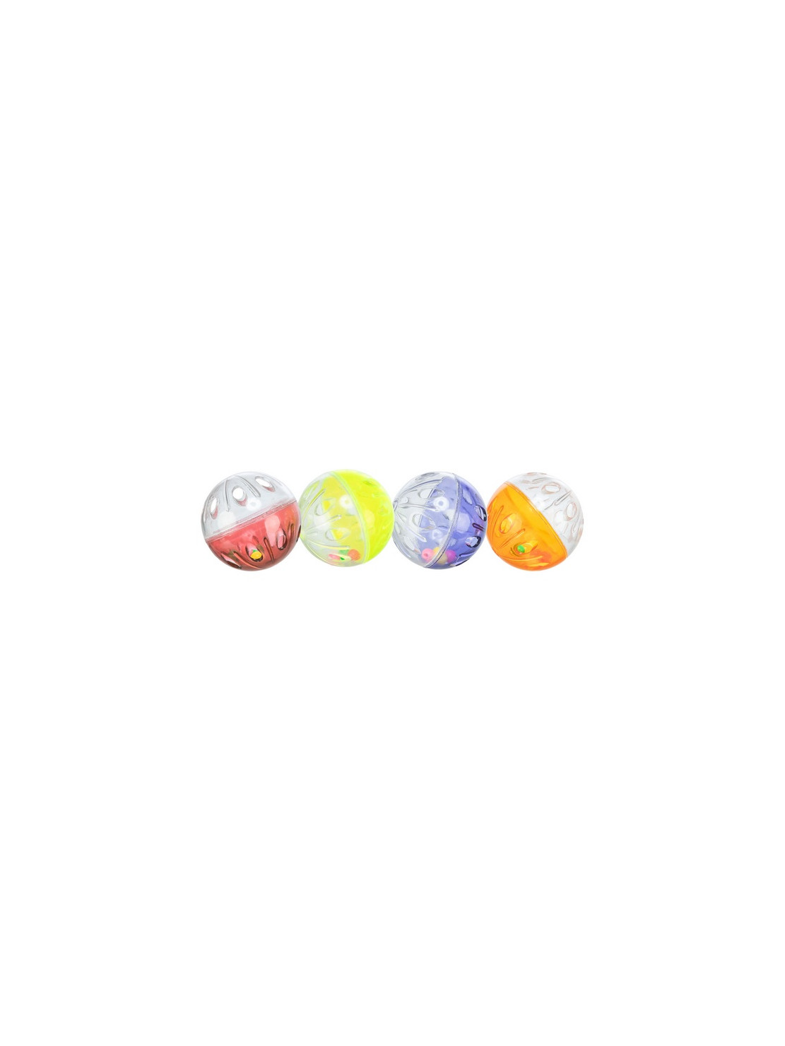 Trixie Piłki plastikowe przezroczyste z grzechotką 4,5cm 4szt. [TX-4166]
