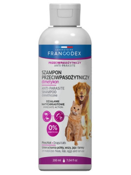 Francodex Szampon z dimetykonem przeciw pasożytom dla psa i kota 200ml [FR179618]