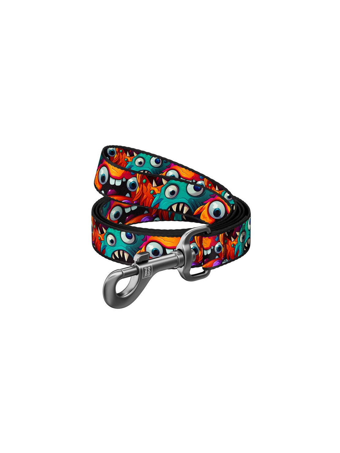 Collar WauDog Nylon Smycz nylonowa S 15mm/200cm, wzór ZĘBATE POTWORY