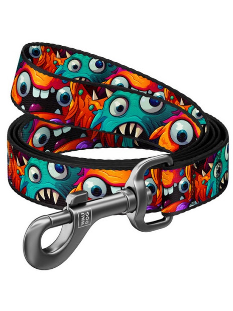Collar WauDog Nylon Smycz nylonowa S 15mm/200cm, wzór ZĘBATE POTWORY