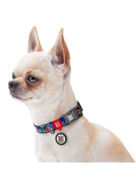 Collar WauDog Nylon Obroża nylonowa z QR-paszportem, plastikowy fastex, wzór FIGA, M 20mm/28-40cm