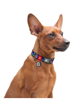 Collar WauDog Nylon Obroża nylonowa z QR-paszportem, plastikowy fastex, wzór FIGA, M 20mm/28-40cm