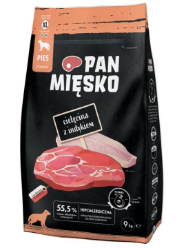 Pan Mięsko Karma sucha dla psa - cielęcina i indyk chrupki XL 9kg