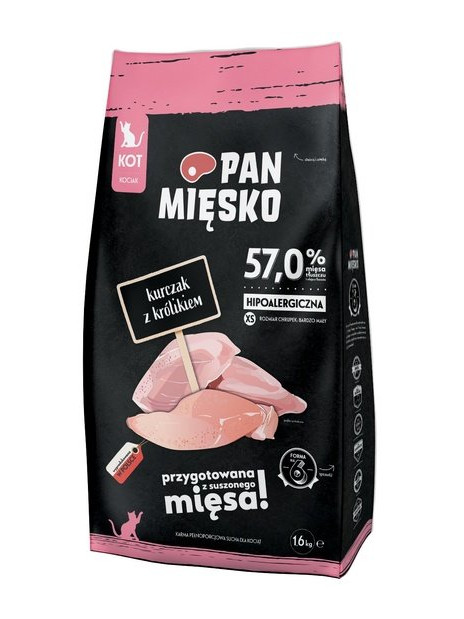 Pan Mięsko Karma sucha dla kociąt - kurczak i królik chrupki XS 1,6kg