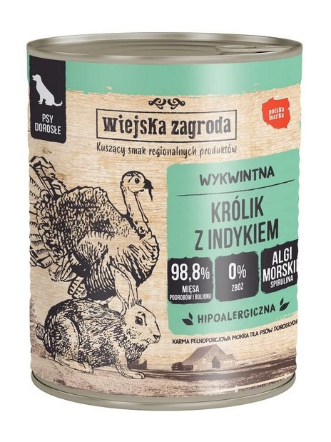 Wiejska Zagroda Królik z indykiem puszka 800g
