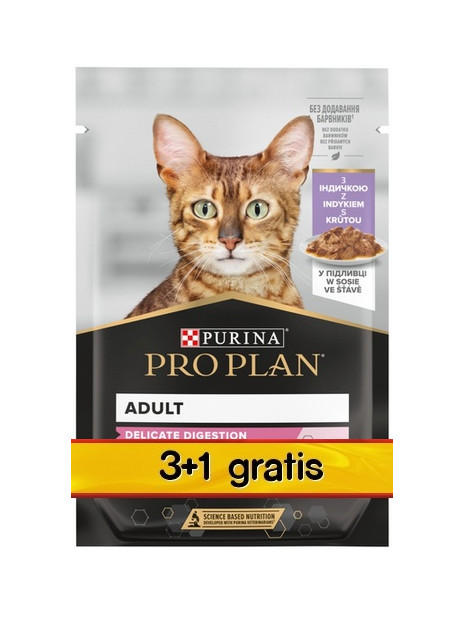 Purina Pro Plan Cat Delicate indyk saszetka 4x85g 3+1 gratis