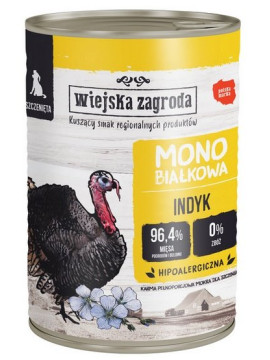 Wiejska Zagroda Monobiałkowa Indyk dla szczeniąt puszka 400g