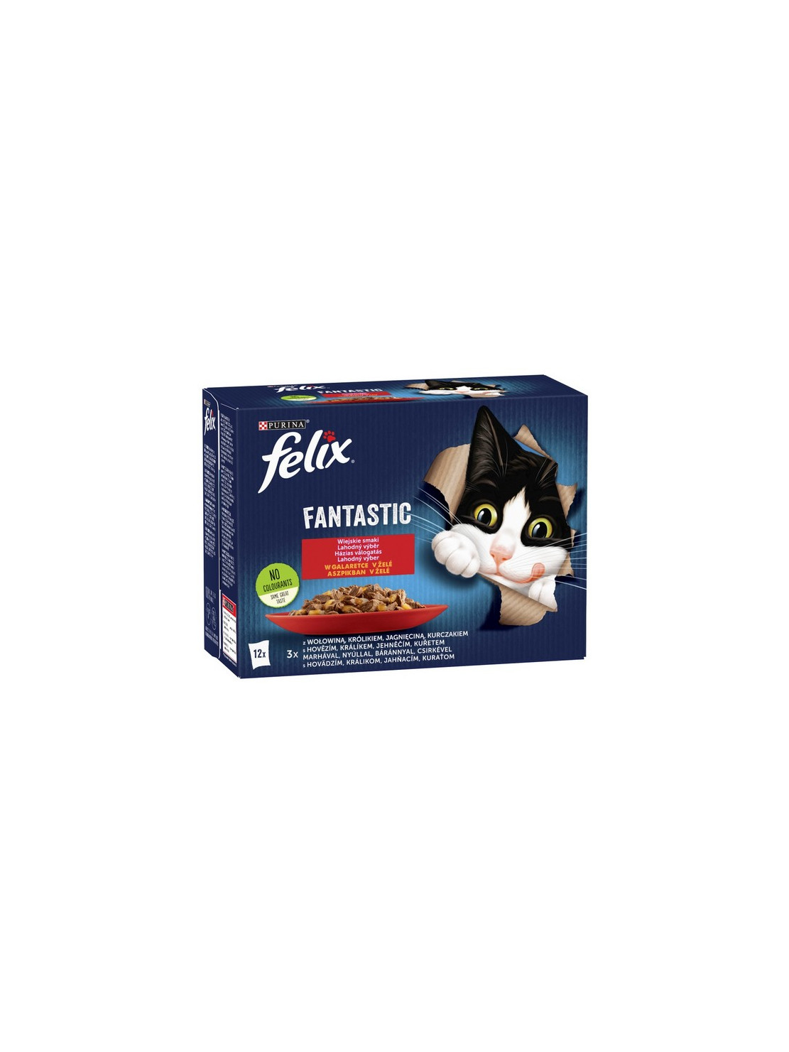 Felix Fantastic Wiejskie Smaki w galaretce kurczak/wołowina/królik/jagnięcina saszetki 12x85g