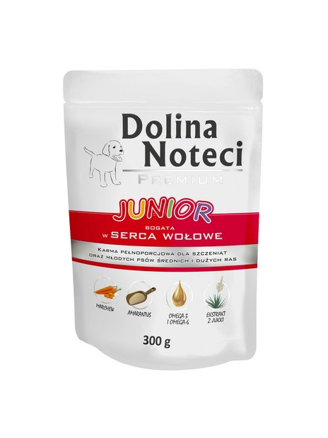 Dolina Noteci Premium Pies Junior Serca wołowe saszetka 300g