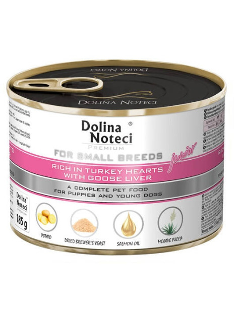 Dolina Noteci Premium Pies Mały Junior serca indyka i wątróbka z gęsi 185g