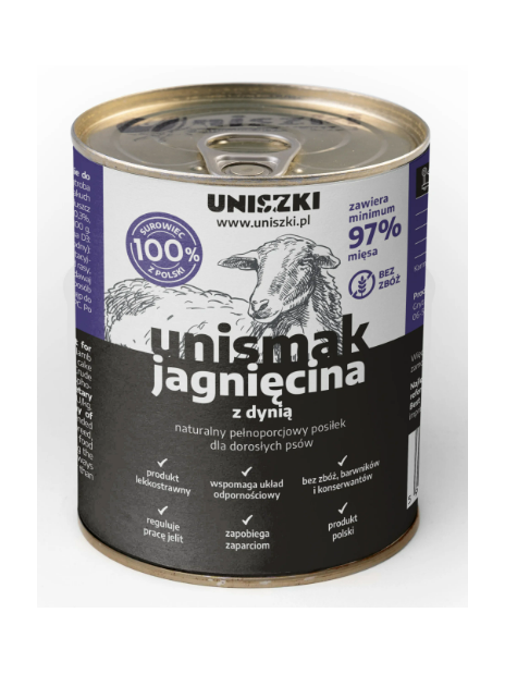 Uniszki UNIsmak jagnięcina z dynią 800g