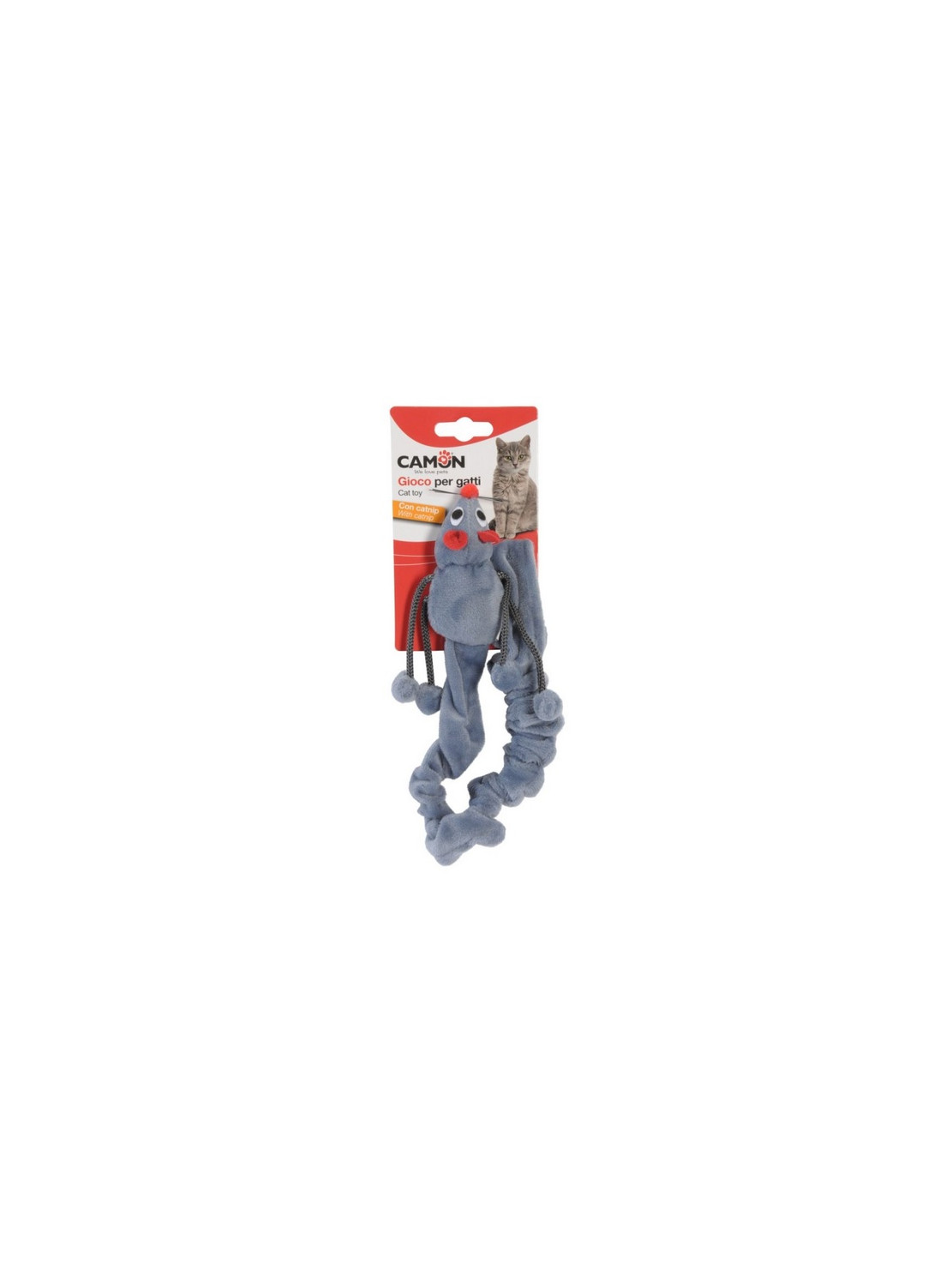 Camon Cat Toy Poliestrowa mysz z kocimiętką i długim sznurem 50cm