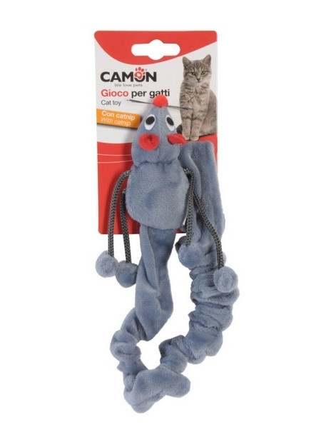 Camon Cat Toy Poliestrowa mysz z kocimiętką i długim sznurem 50cm