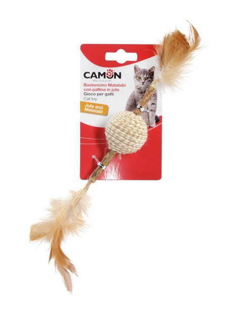 Camon Cat Toy Matatabi Kij z piłką jutową