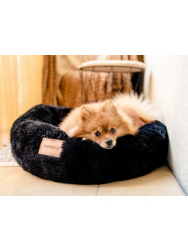 MIMIKO Pets Legowisko Shaggy okrągłe L 60cm czarne