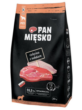 Pan Mięsko Karma sucha dla psa - cielęcina i indyk chrupki XL 20kg