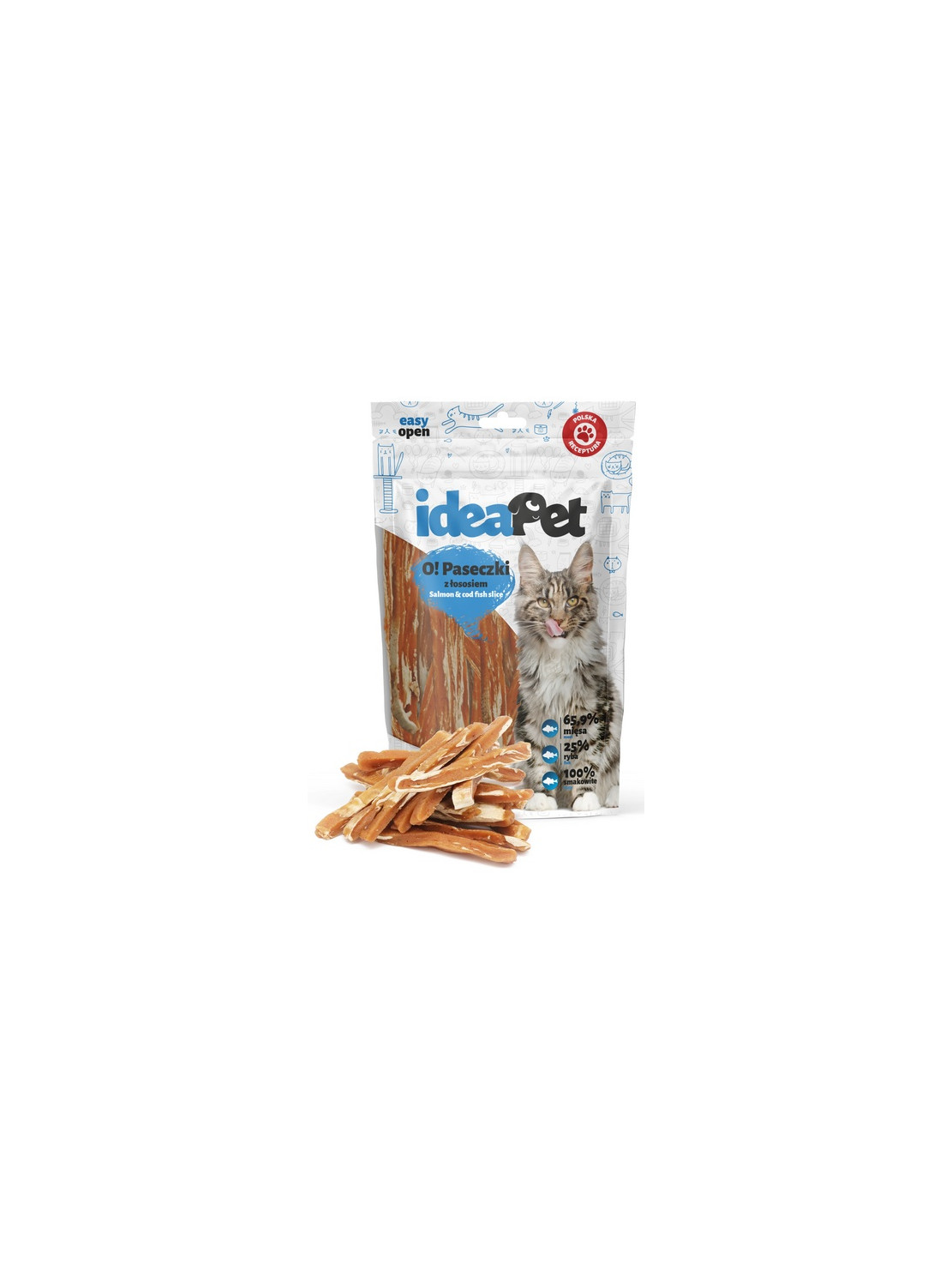 IdeaPet O! Kot Paski z łososiem 60g