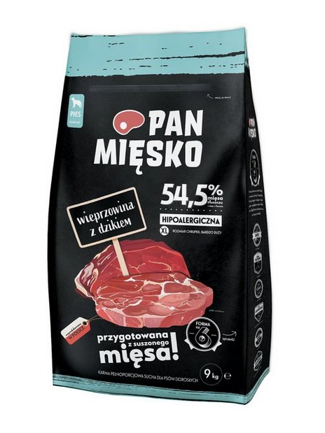 Pan Mięsko Karma sucha dla psa - wieprzowina i dzik chrupki XL 9kg