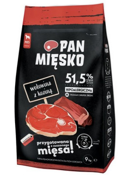 Pan Mięsko Karma sucha dla psa - wołowina i kozina chrupki M 9kg
