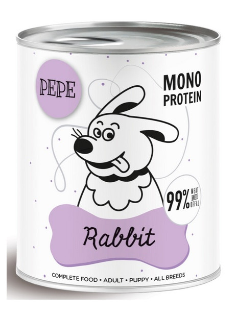 Paka Zwierzaka PEPE Rabbit (królik) puszka 800g