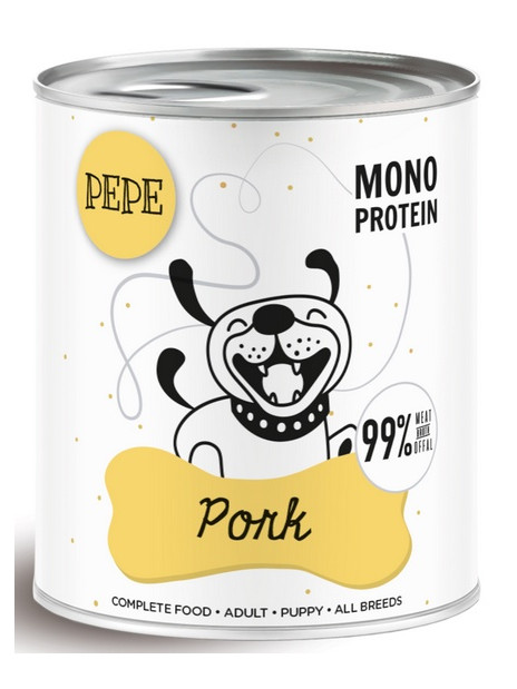 Paka Zwierzaka PEPE Pork (wieprzowina) puszka 800g