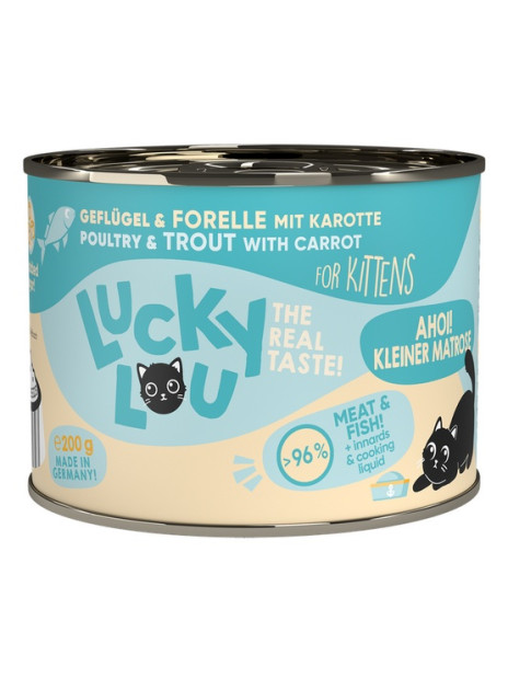 Lucky Lou Lifestage Kitten Drób i pstrąg puszka 200g