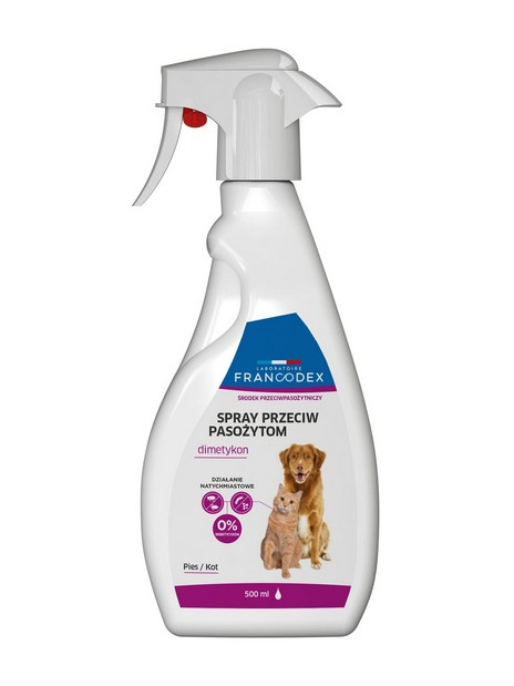 Francodex Spray przeciwpasożytniczy z dimetykonem dla psów i kotów 500ml