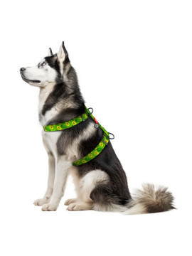 Collar WauDog Nylon Szelki nylonowe anatomiczne w kształcie litery H, z QR-paszportem, plastikowy fastex, wzór AWOKADO, rozmiar 