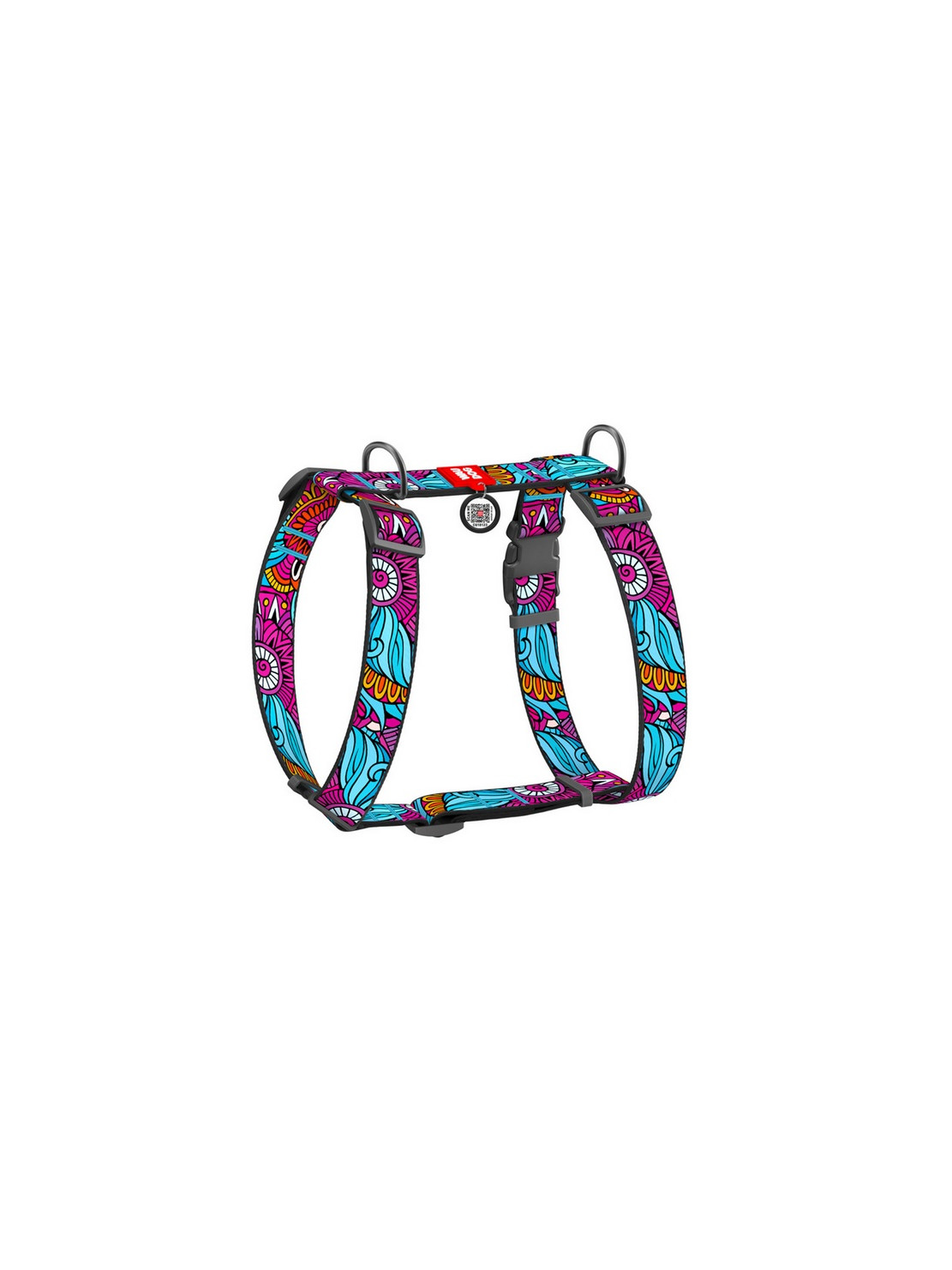 Collar WauDog Nylon Szelki nylonowe anatomiczne w kształcie litery H, z QR-paszportem, plastikowy fastex, wzór LATO, rozmiar XL 