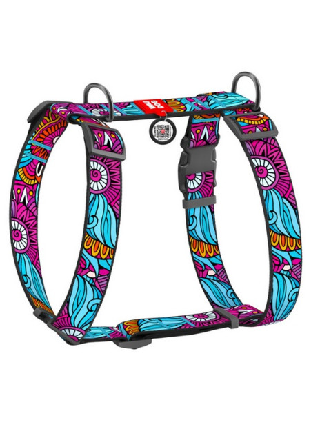 Collar WauDog Nylon Szelki nylonowe anatomiczne w kształcie litery H, z QR-paszportem, plastikowy fastex, wzór LATO, rozmiar XL 