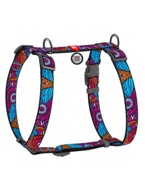 Collar WauDog Nylon Szelki nylonowe anatomiczne w kształcie litery H, z QR-paszportem, plastikowy fastex, wzór LATO, rozmiar L 2