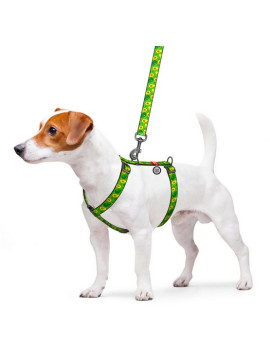 Collar WauDog Nylon Szelki nylonowe anatomiczne w kształcie litery H, z QR-paszportem, plastikowy fastex, wzór AWOKADO, rozmiar 