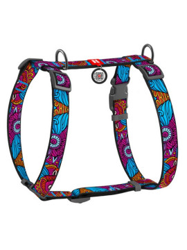 Collar WauDog Nylon Szelki nylonowe anatomiczne w kształcie litery H, z QR-paszportem, plastikowy fastex, wzór LATO, rozmiar M 2