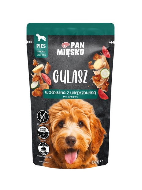 Pan Mięsko Karma mokra dla psa - Gulasz wołowina z wieprzowiną saszetka 150g